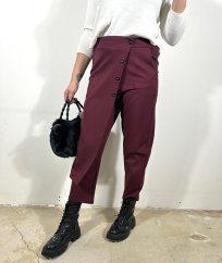 Burgundy červené stylové kalhoty ASYMMETRIC