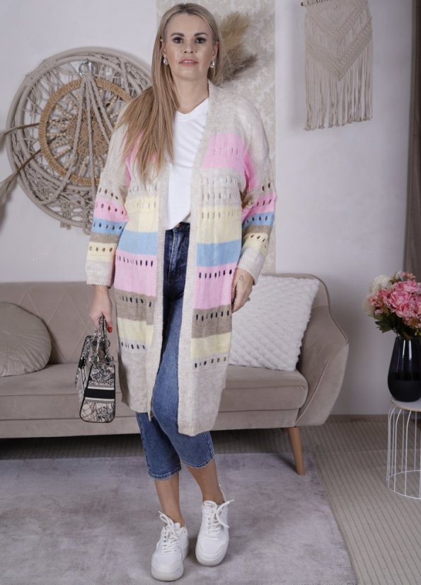 Béžový maxi kardigan VIBES PASTEL