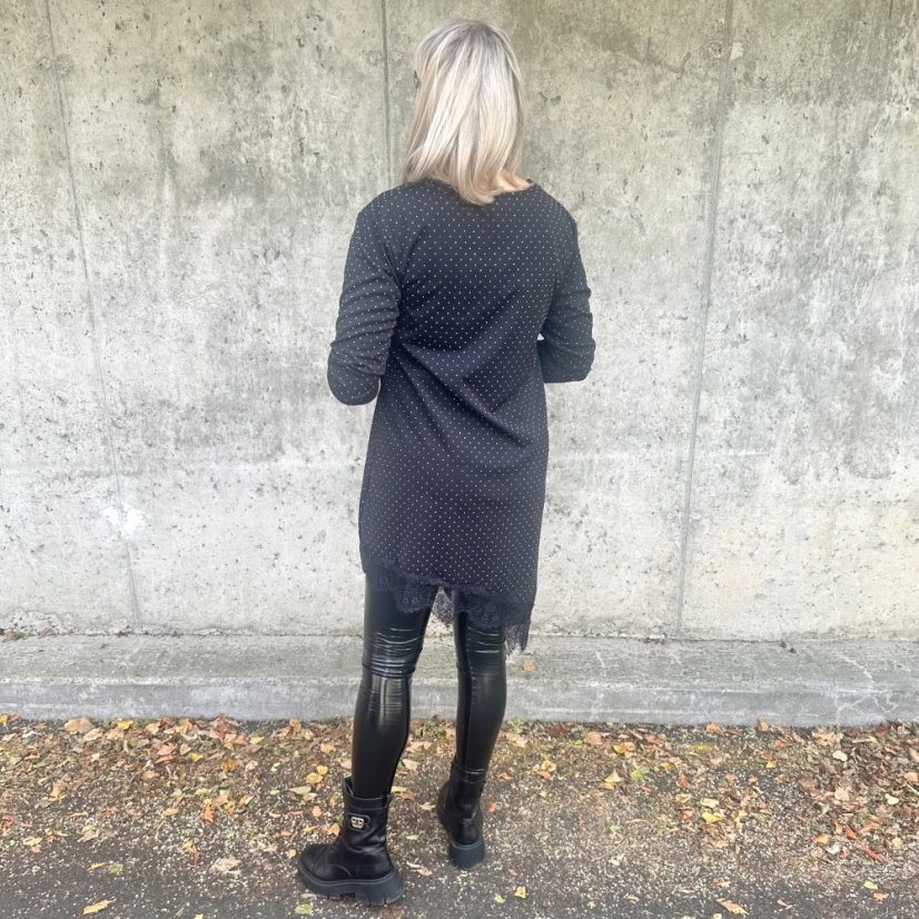 Černé asymetrické šaty/tunika s kamínky STARRY LACE