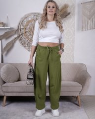 Limetkové zelené trendy balónové kalhoty ELARA LUX