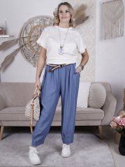 Modré balónové kalhoty s páskem BOHEME