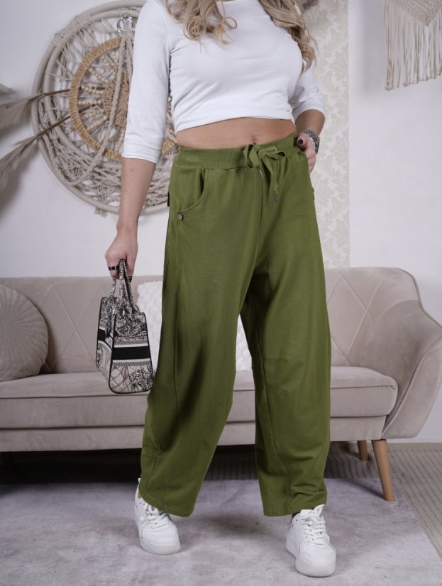 Limetkové zelené trendy balónové kalhoty ELARA LUX