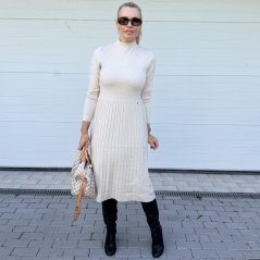 Světle béžové úpletové midi šaty RICHIN