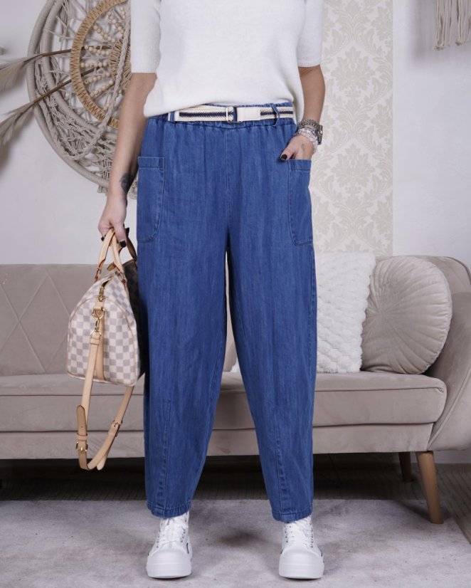 Džínové kalhoty s páskem POCKET DENIM