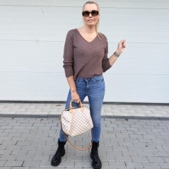 Čokoládově hnědý basic svetřík SELAVI