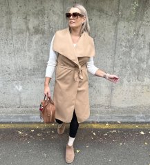 Camel dlouhá flaušová vesta s velkým límcem MOULEN