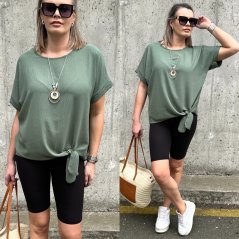 Khaki halenka s uzlíkem a náhrdelníkem PRESENC