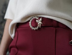 Burgundy červené širší kalhoty s páskem WIDE