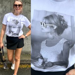 Bílé bavlněné tričko s potiskem SUNGLASSES GIRL