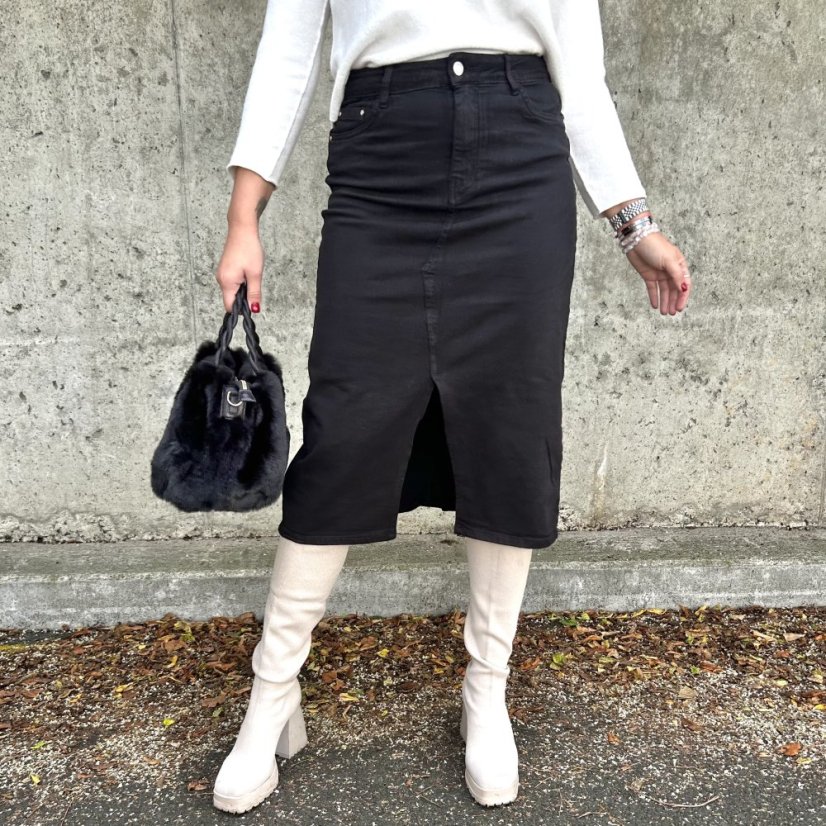 Černá dlouhá džínová sukně DENIM EASE