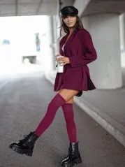 Burgundy červené bavlněné nadkolenky MILENA