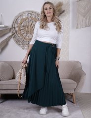 Smaragdově zelená dlouhá plisé sukně AURORA