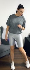 Šedé lesklé legíny nad koleno ASTRID