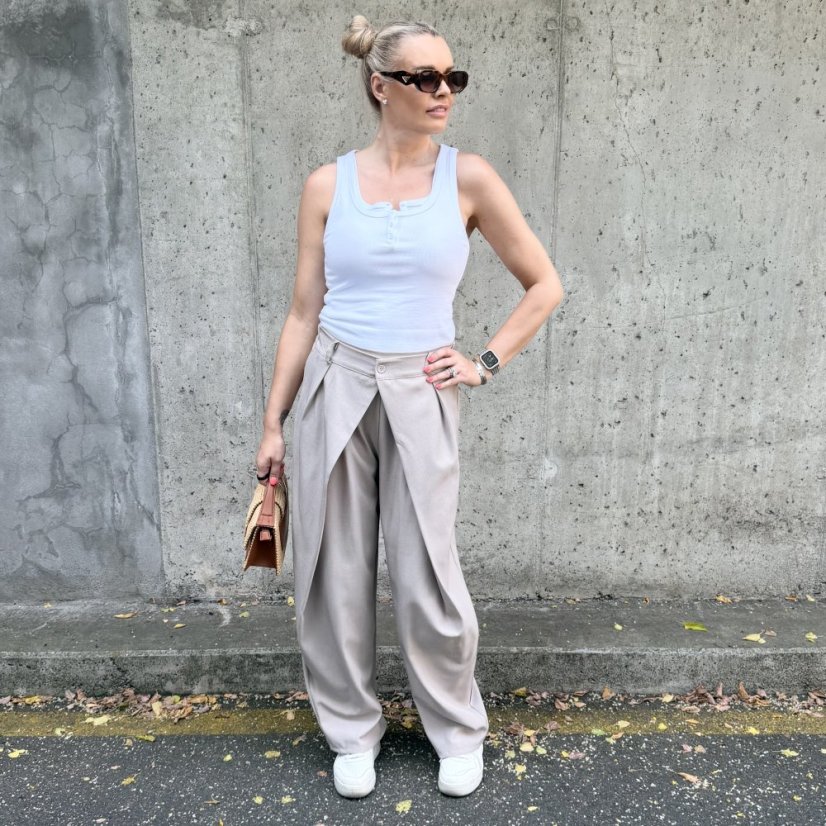 Mokka hnědé trendy kalhoty s překladem ELYSIA