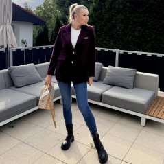 Burgundy červené elegantní flaušové sako s podšívkou MINIMAL