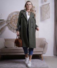 Khaki kabát s páskem HERRYS