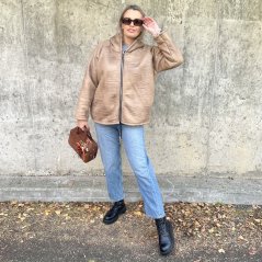 Béžová beránková duběňáková bunda TEDDYLINE