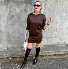 Čokoládově hnědé šaty s lemem LUXURY