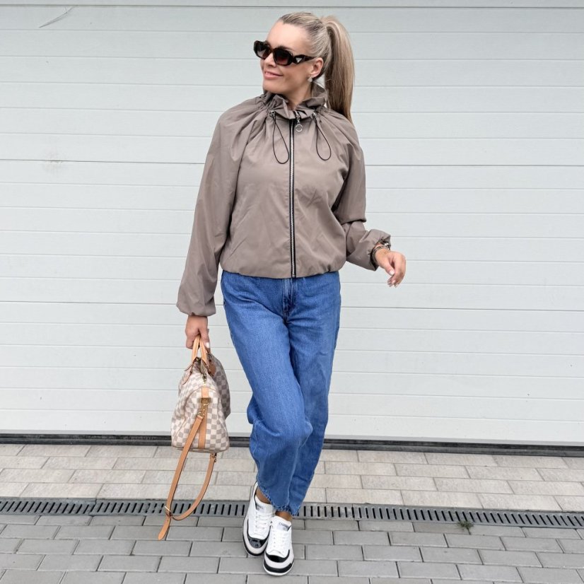 Mokka hnědá šusťáková bunda LUX AVENUE