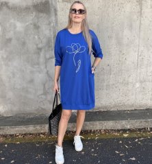 Královsky modré bavlněné šaty s decentním potiskem DAHLIA