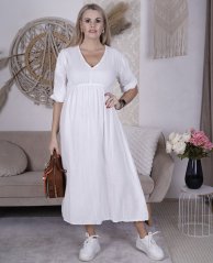 Bílé dlouhé mušelínové šaty TEXASS