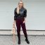 Burgundy červené elastické trendy kalhoty LUX ALORA