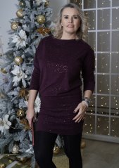 Švestkově fialové plyšové šaty s třpytem WINTER SHINE