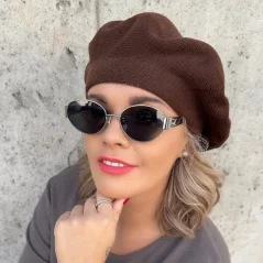 Hnědý vlněný baret EVICTA