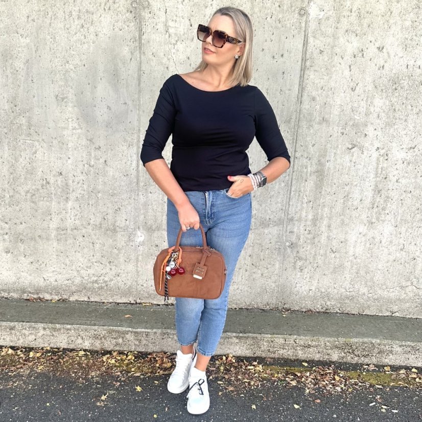 Černé basic tričko s 3/4 rukávem EDENA