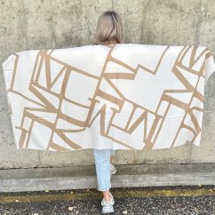 Bílo - béžová maxi šála GEOMETRIC STYLE