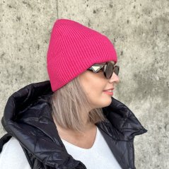 Růžová stylová pletená čepice COZY KNIT