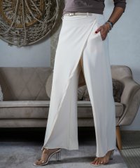 Krémové kalhoty s překladem LUX WRAPY