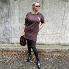 Čokoládově hnědá tunika/šaty LA CHIC