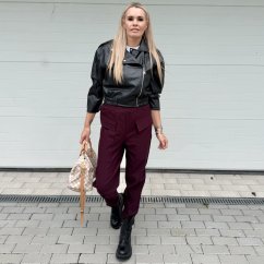 Burgundy červené elastické trendy kalhoty LUX ALORA