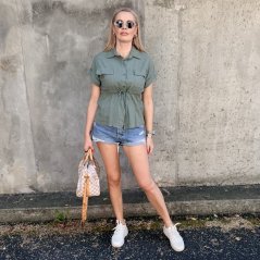Khaki lněná košile SIENA