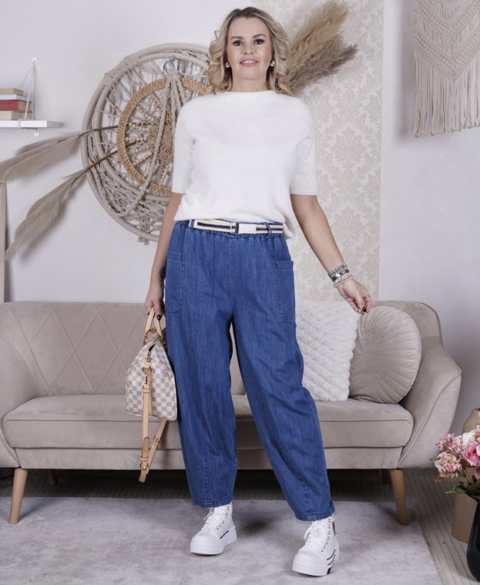 Džínové kalhoty s páskem POCKET DENIM