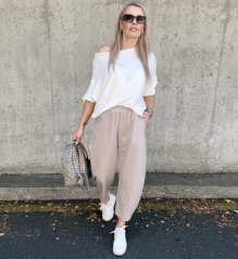 Mokka hnědé trendy barrelové kalhoty METFISS