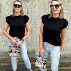 Černé basic tričko s vycpávkami na ramenech OBSESSED