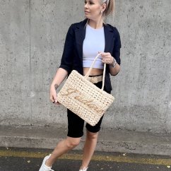 Béžová velká pletená letní kabelka PALOMA