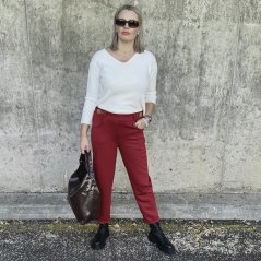 Burgundy červené stylové kalhoty z máslového materiálu MINIMUM