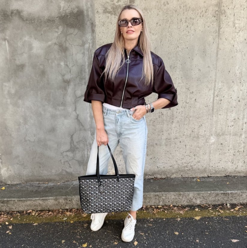 Burgundy červená koženková trendy bunda LUX BROOKLYN
