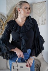 Černá volánová halenka LUX ÉCLAT