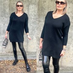 Černý heboučký dlouhý svetr/ šaty MELANY