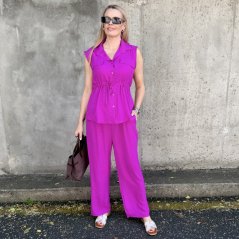 Magentově fialová souprava kalhoty a košile bez rukávu CALYPSO