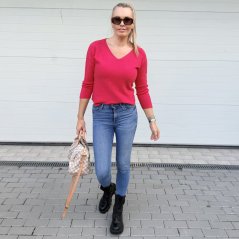 Malinově růžový basic svetřík SELAVI