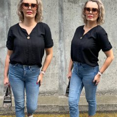 Černá halenka zdobená knoflíkem CLARITY