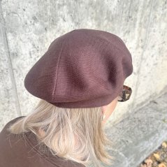 Čokoládově hnědý vlněný baret EVICTA