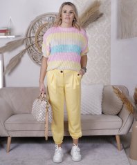 Světle žluté kalhoty z máslového materiálu MISSA