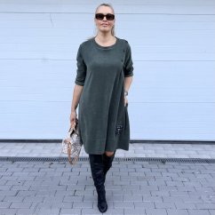 Khaki cordové šaty tulipánového střihu ULTIMATE