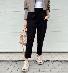 Černé elastické trendy kalhoty LUX ALORA